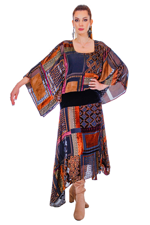 Rochie multicolora catifea